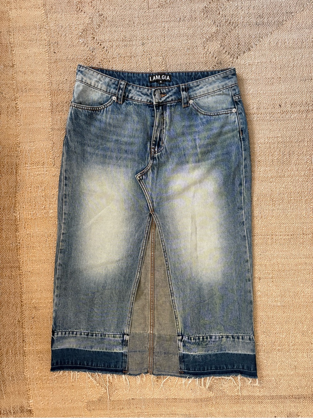I.AM.GIA Men's Faded Blue Straight Denim Jeans with Front Slit